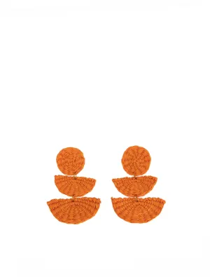 Orange Half Moon Toquilla Earrings