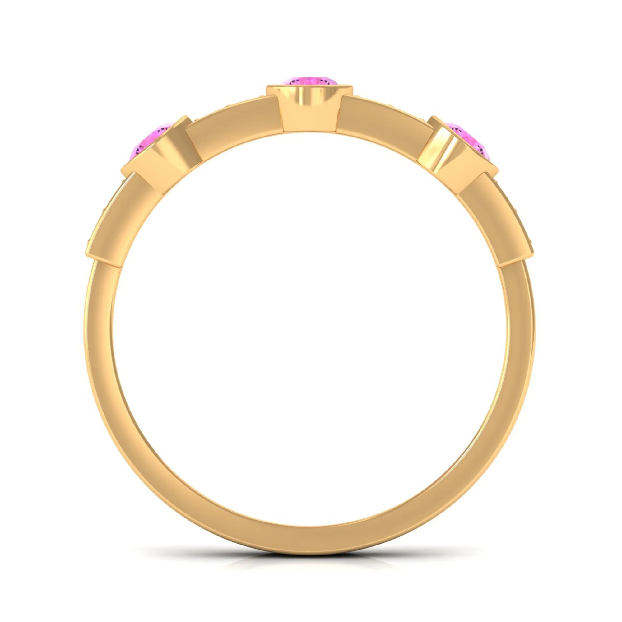 Pink Sapphire and Diamond Minimal Half Eternity Ring