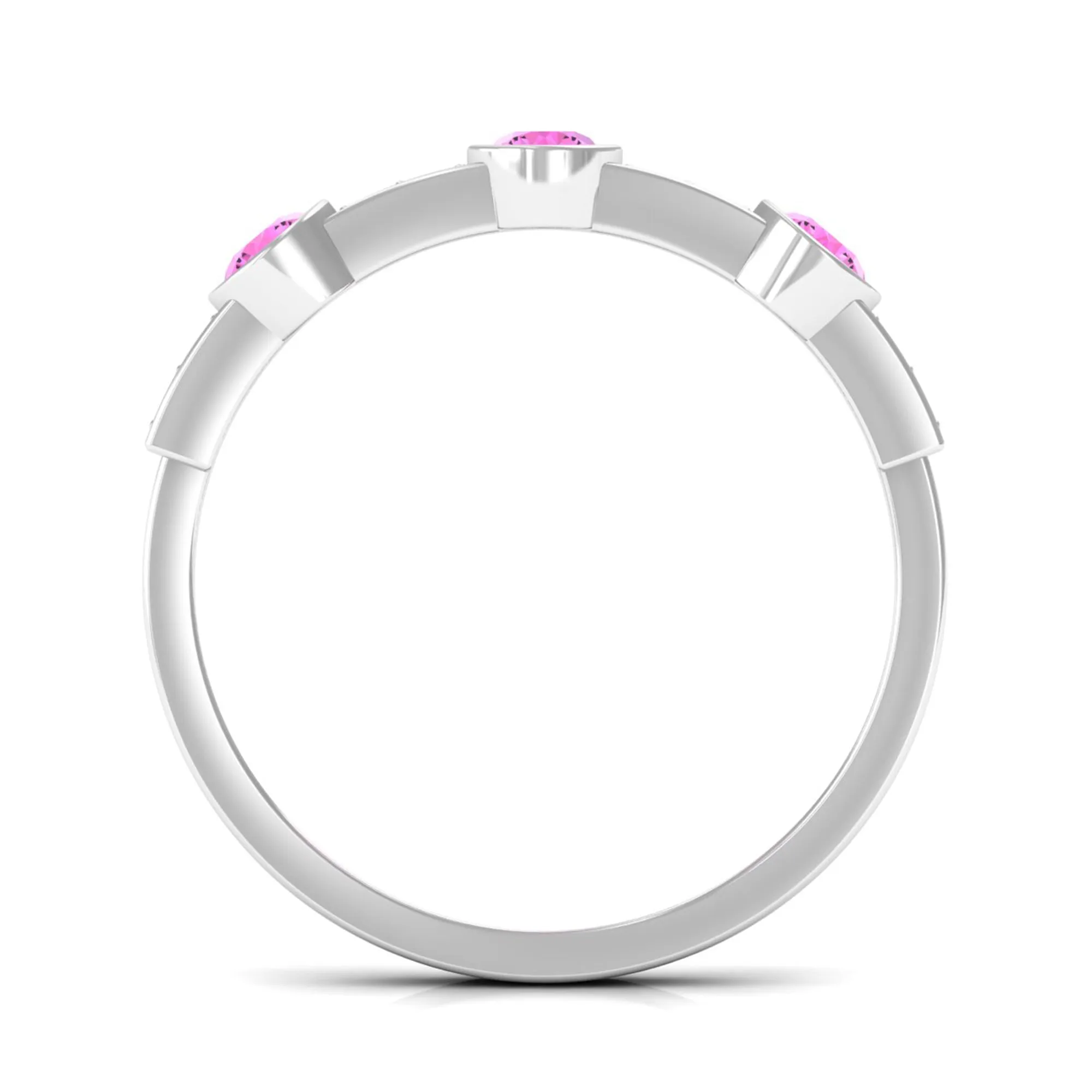 Pink Sapphire and Diamond Minimal Half Eternity Ring