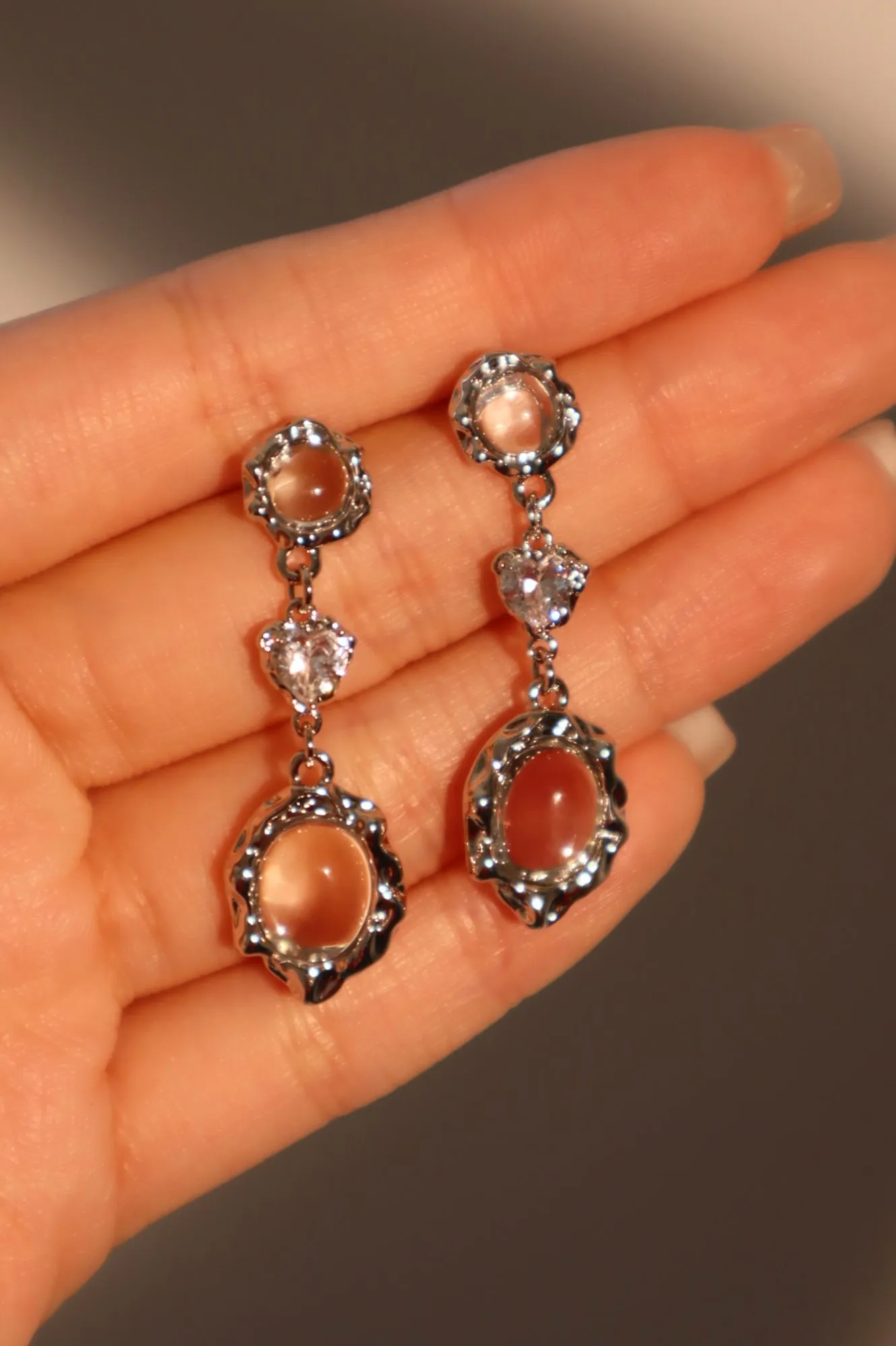 Platinum Plated White Moonlight Earrings