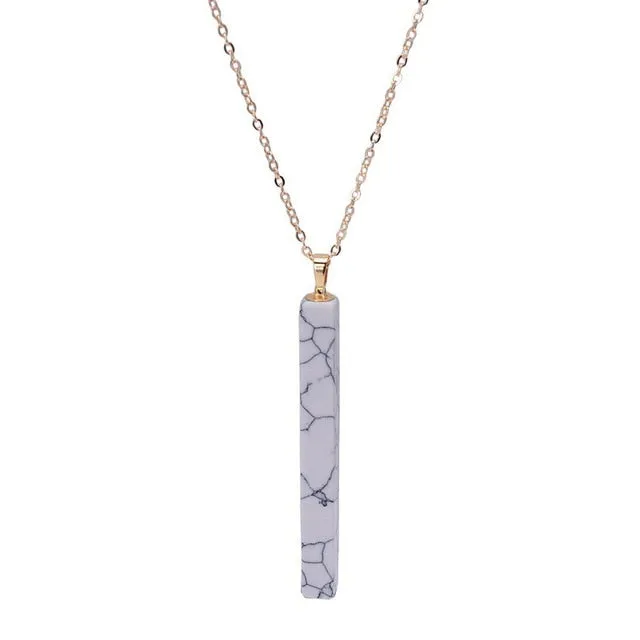 Qilmily Natural Stone Marble Pendants Necklaces for Women Men