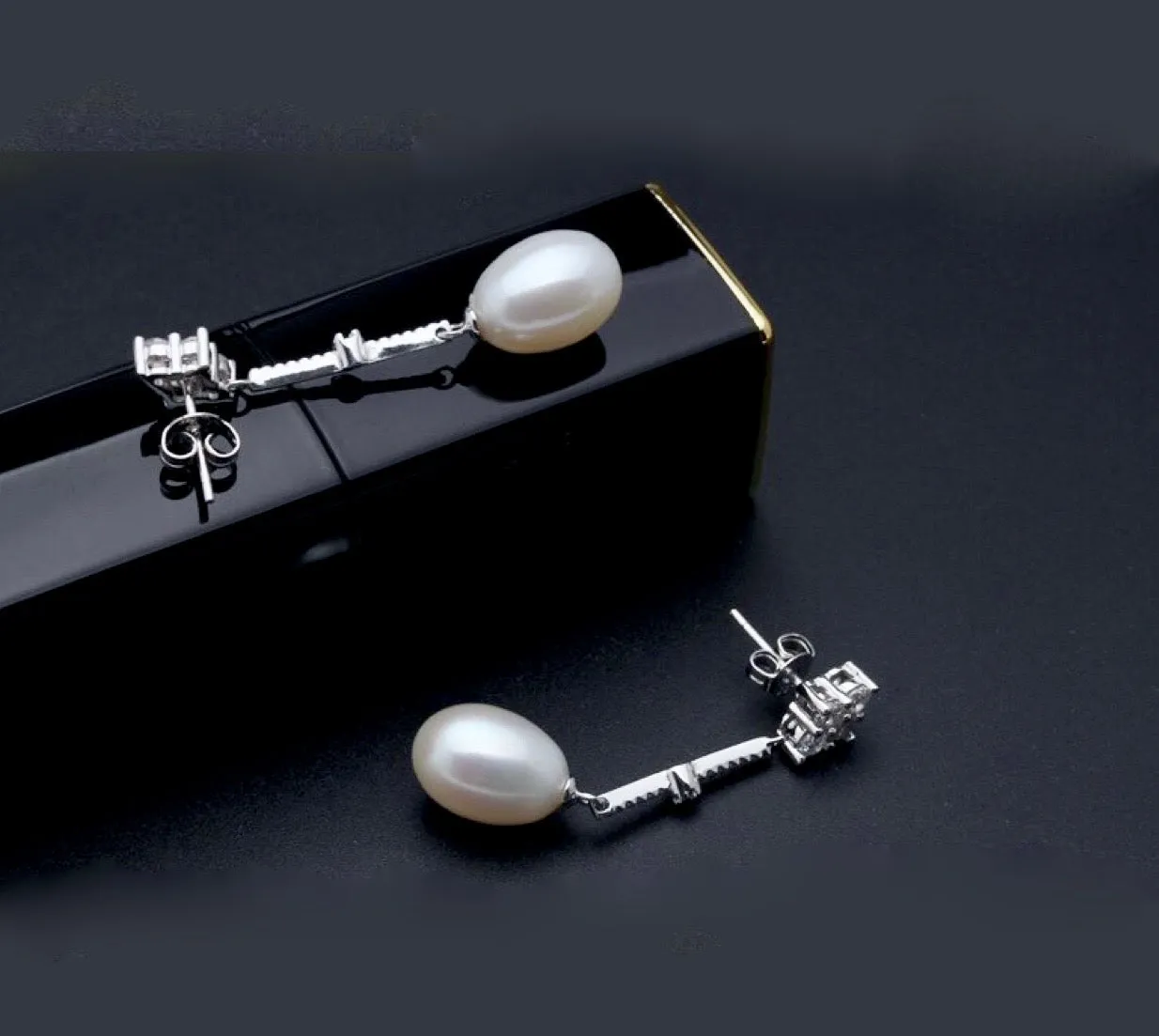 "Anka" - Freshwater Pearl and Sterling Silver Bridal Earrings