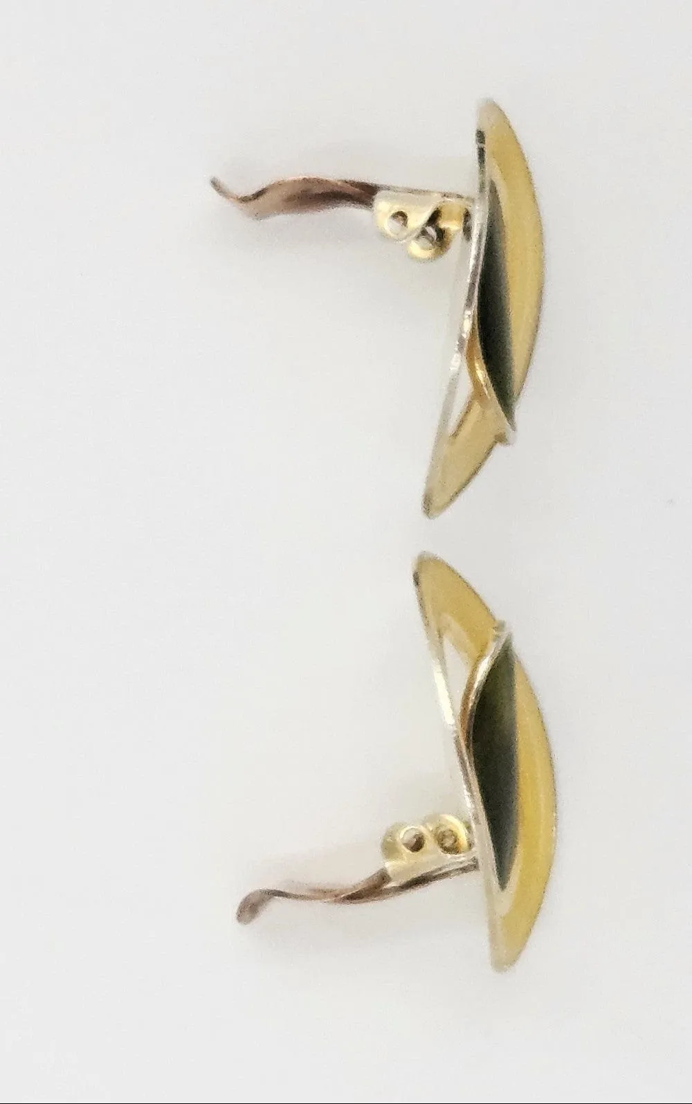 Rare Aksel Holmsen Norway Gilt Sterling Enamel Modernist Earrings C. 1940s