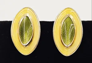 Rare Aksel Holmsen Norway Gilt Sterling Enamel Modernist Earrings C. 1940s