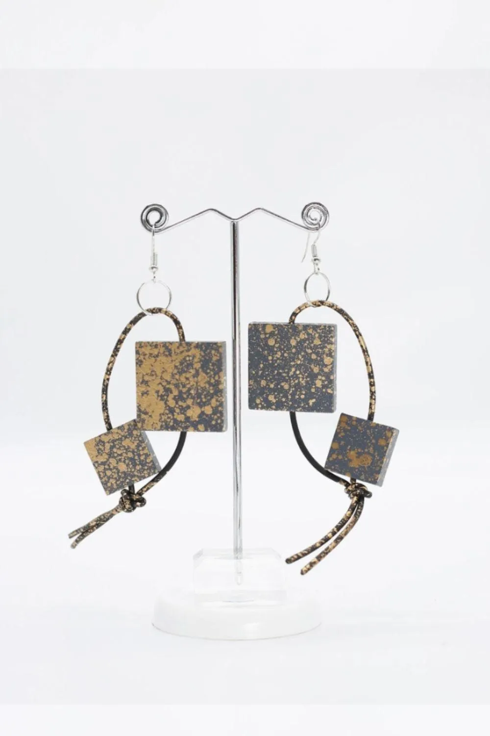 Recycled Wooden Squares Earrings