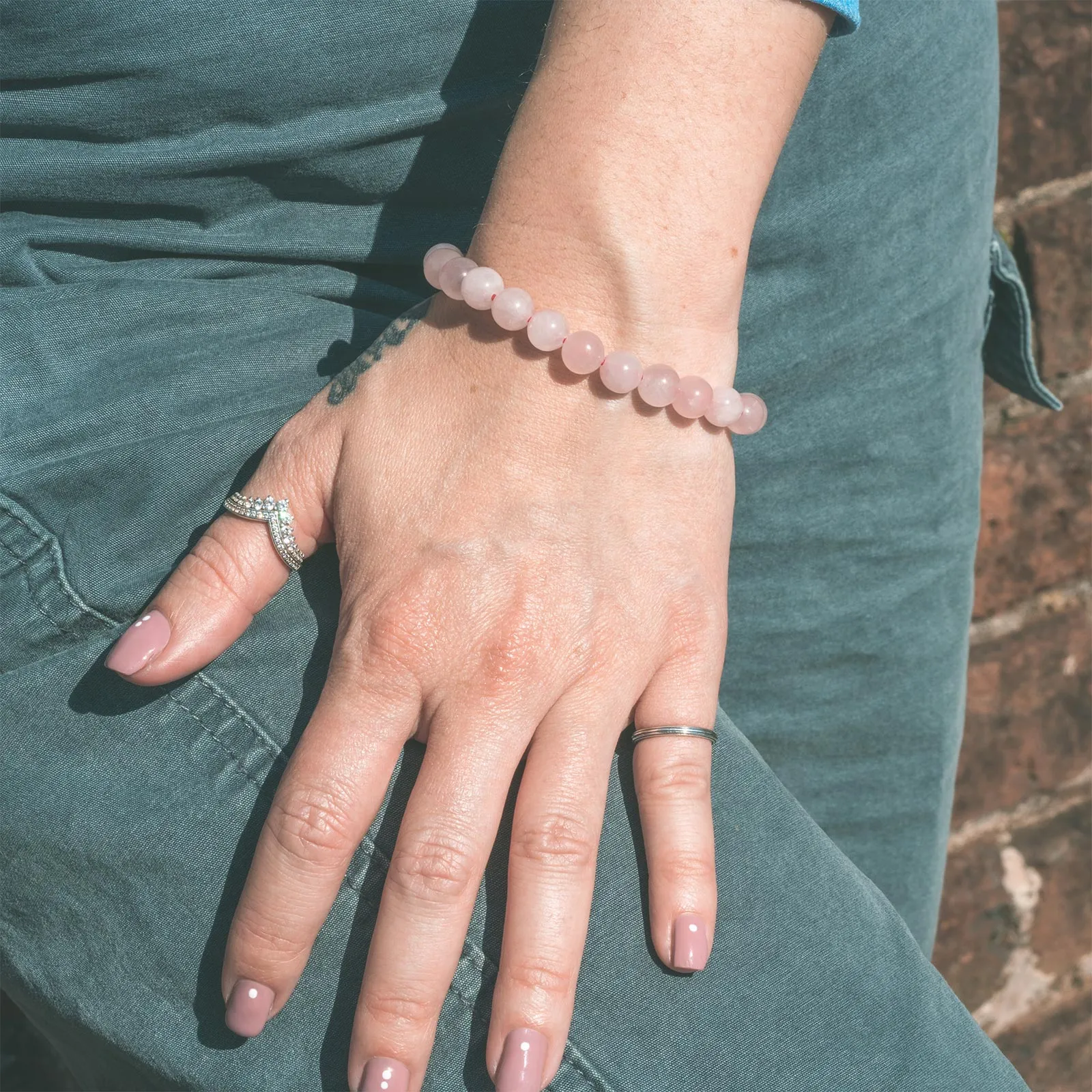 Rose Quartz Bead Stone Stretch Bracelet