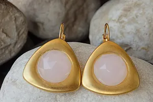 Rose quartz Drop Earrings.