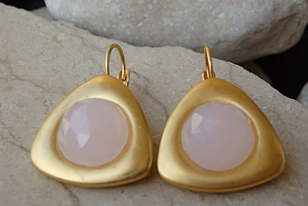 Rose quartz Drop Earrings.