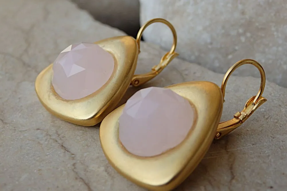 Rose quartz Drop Earrings.