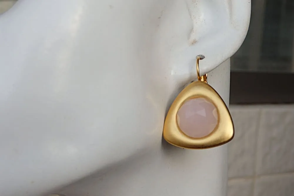 Rose quartz Drop Earrings.