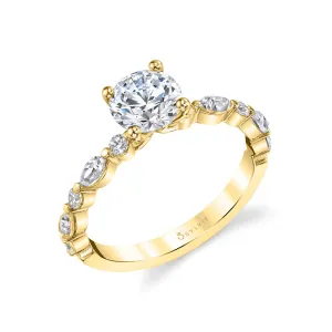 Round Cut Unique Engagement Ring - Felicity 18k Gold Yellow