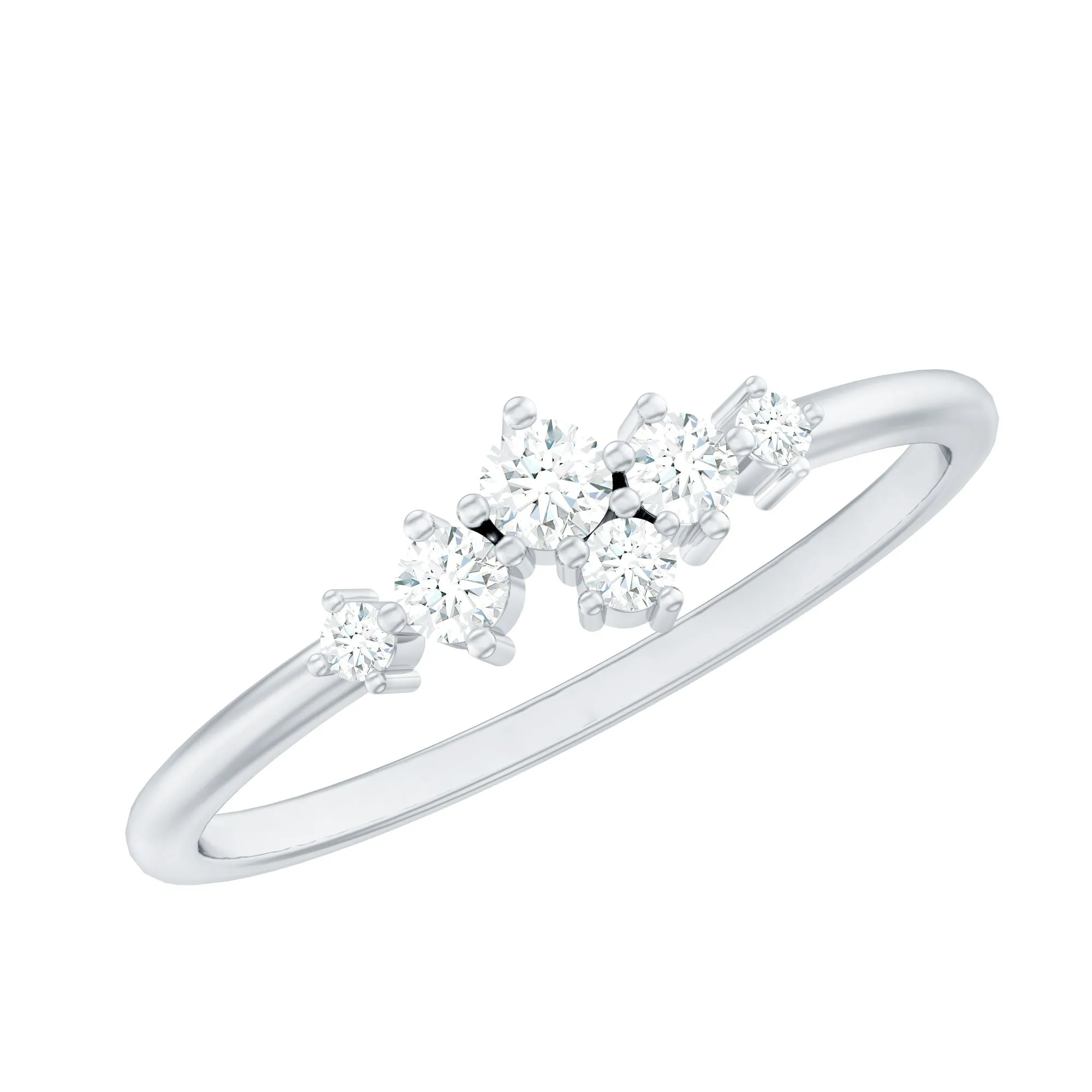 Round Diamond Minimal Cluster Promise Ring in Prong Setting