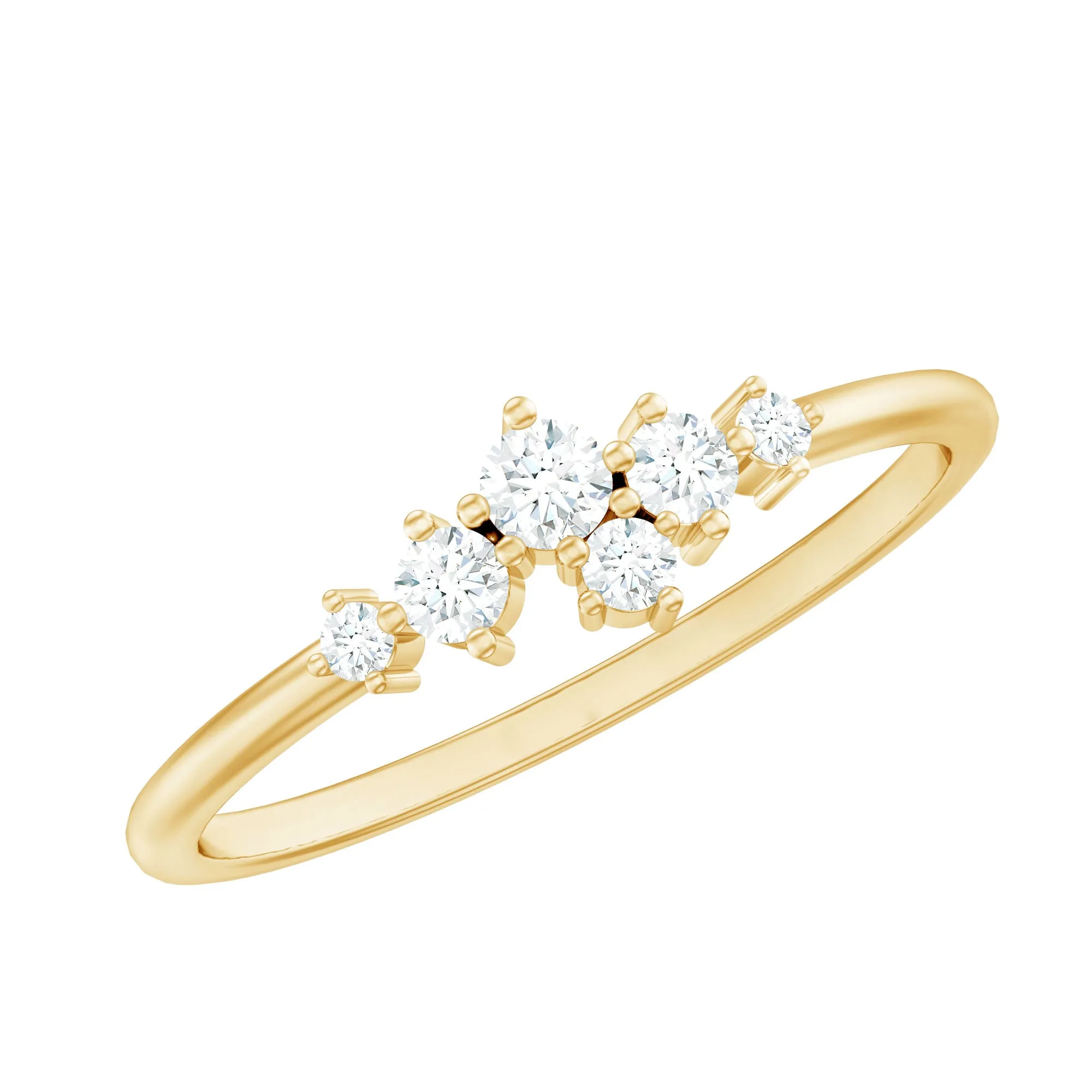 Round Diamond Minimal Cluster Promise Ring in Prong Setting