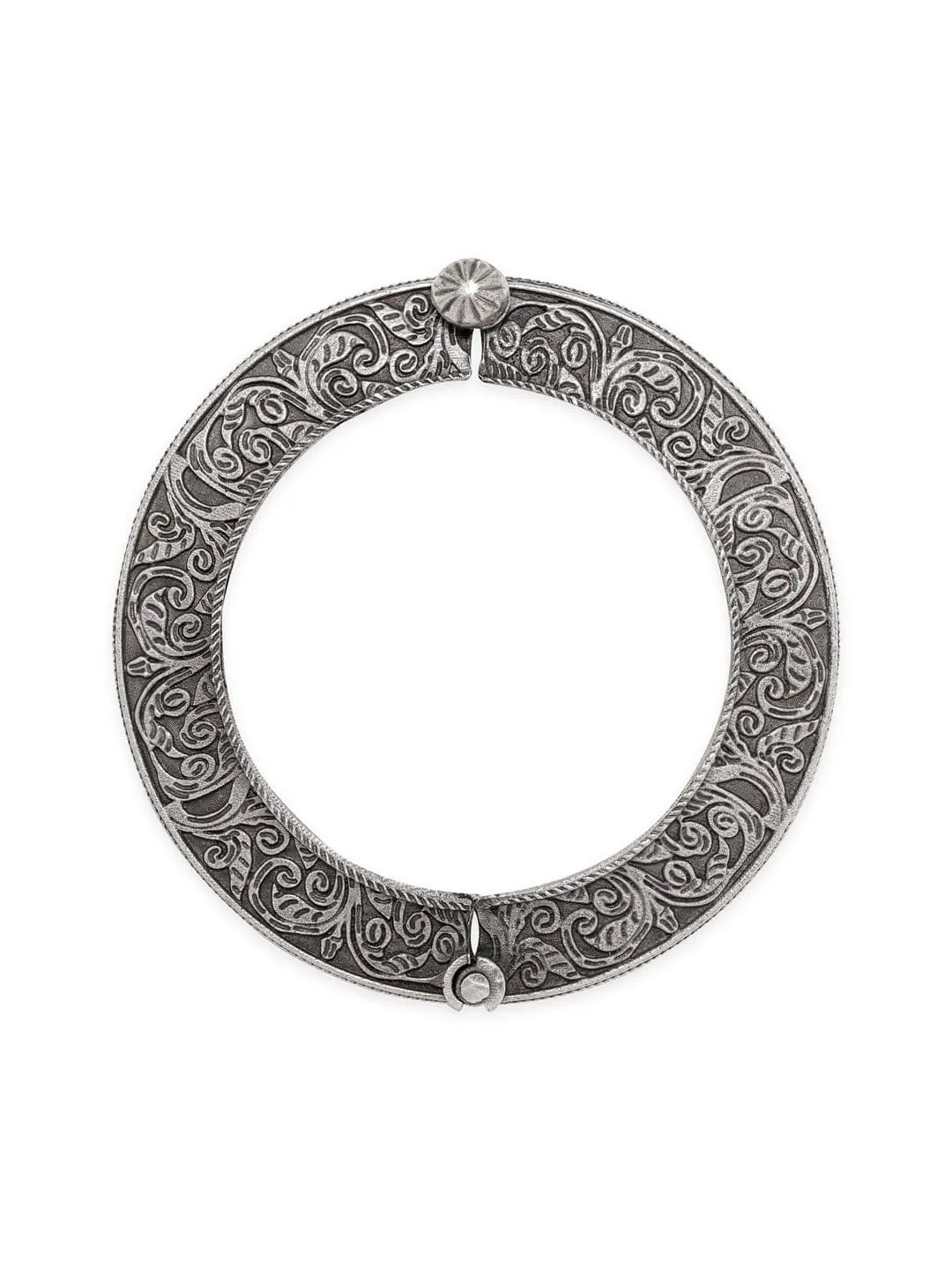 Rubans Antique Elegance Oxidized Silver Plated Kada Bracelet