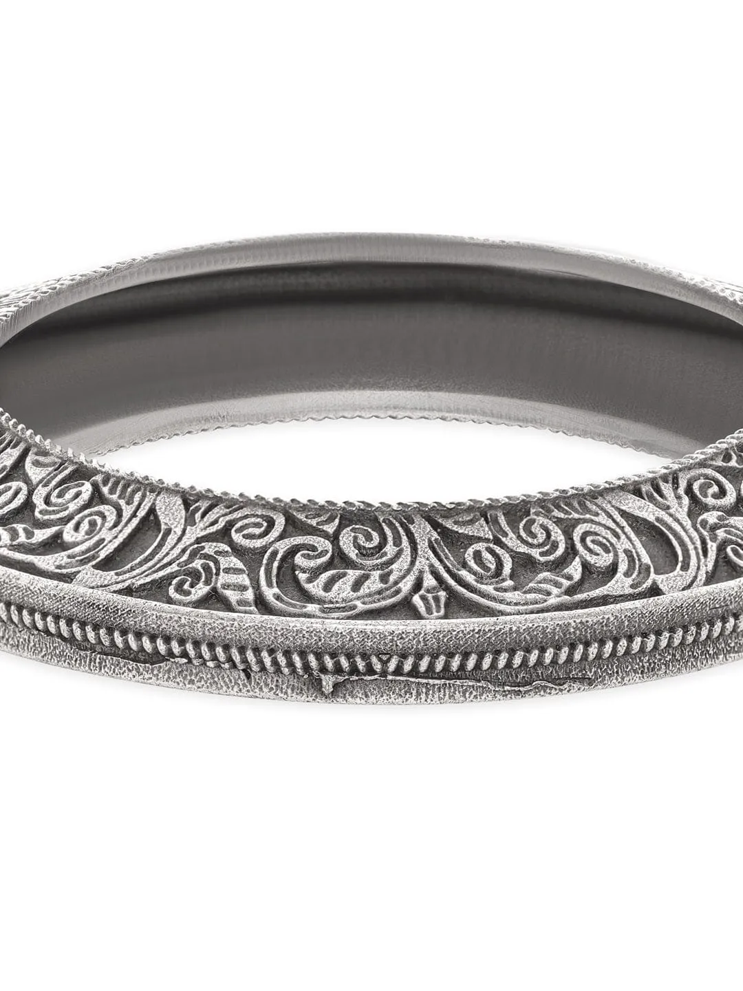 Rubans Antique Elegance Oxidized Silver Plated Kada Bracelet