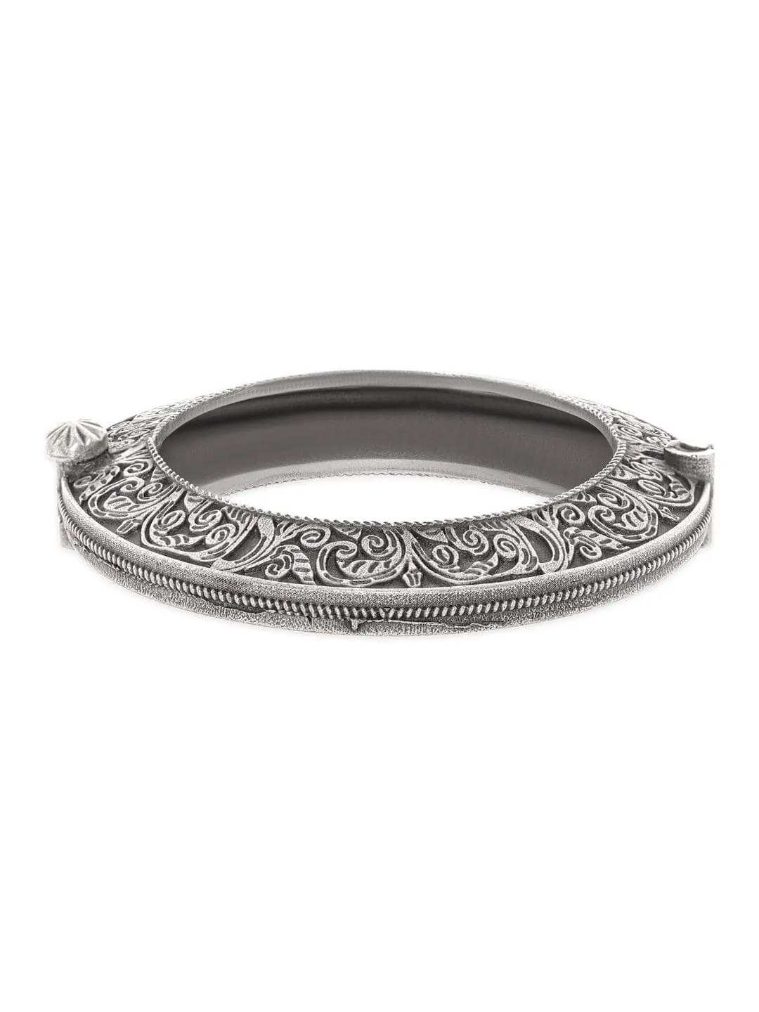 Rubans Antique Elegance Oxidized Silver Plated Kada Bracelet