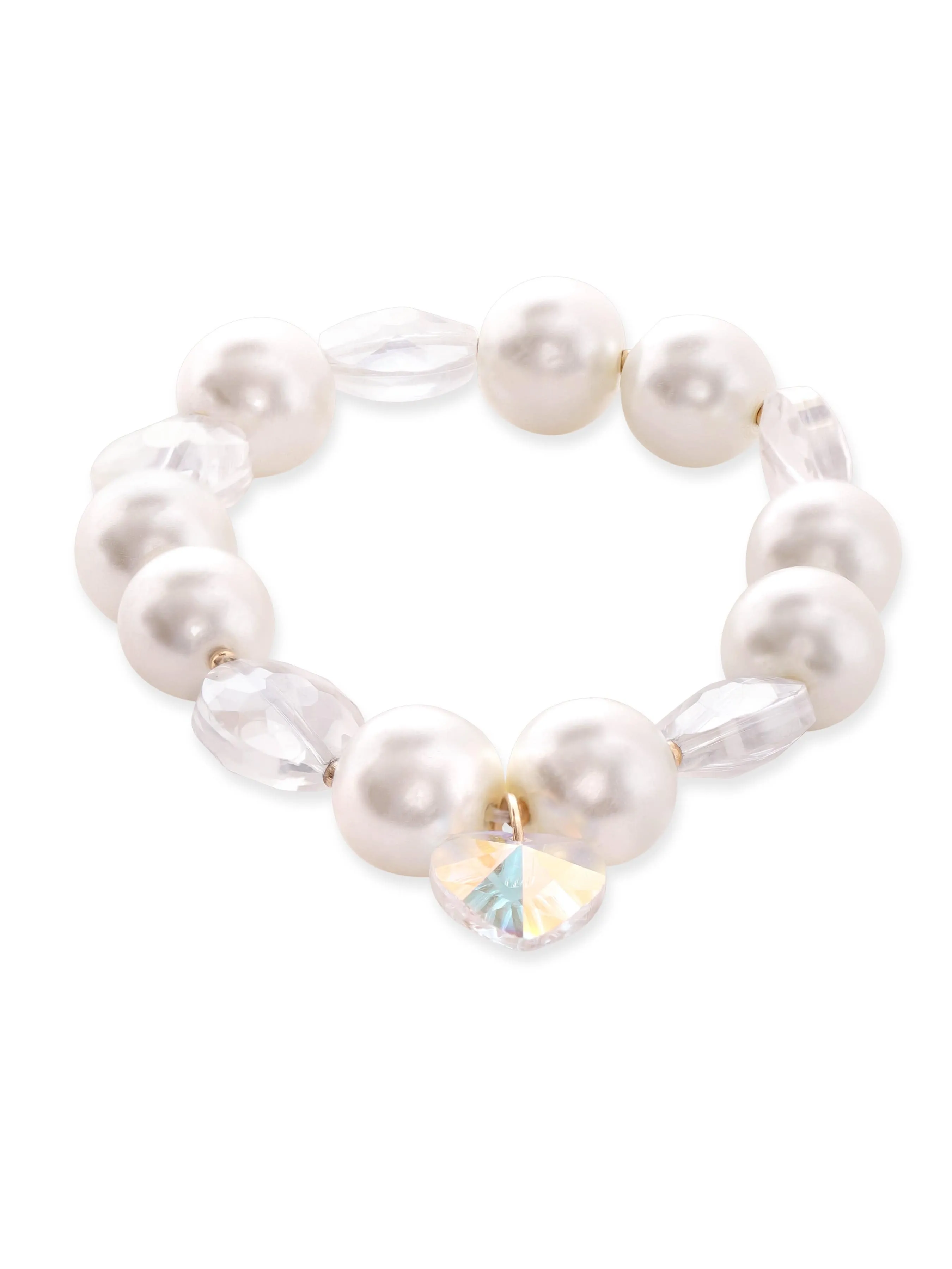 Rubans White Pearl With Multi Colour Beaded Bracelate