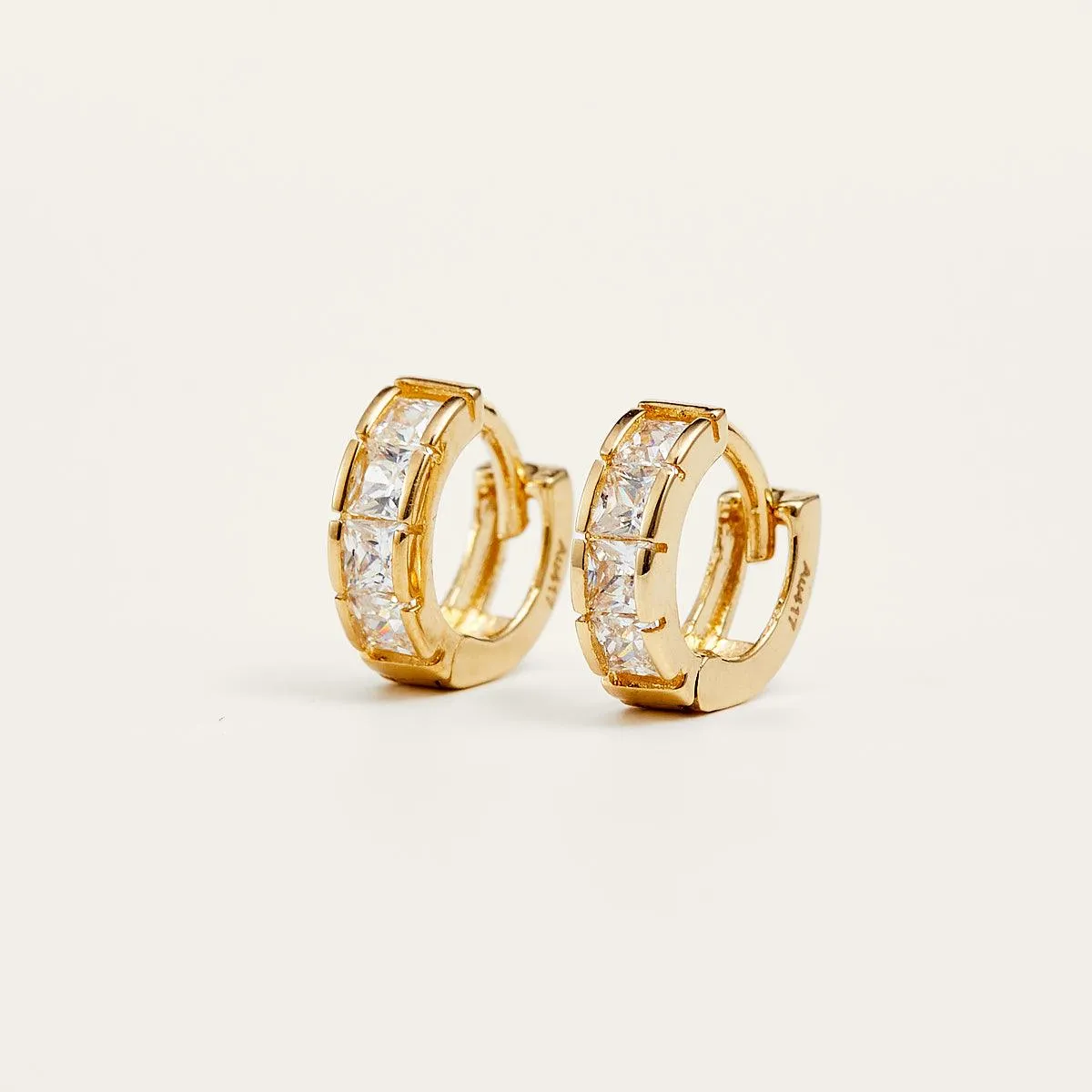 Shining Gold Pavé Huggie Hoop Earrings