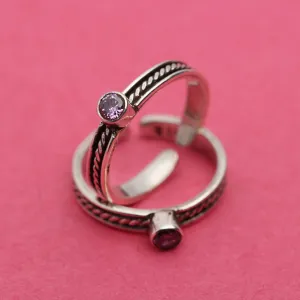 Silver Amethyst Zircon Toe Ring