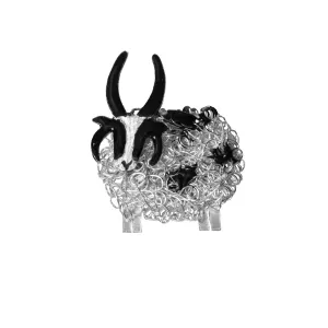 Silver Jacob 4 horned sheep brooch