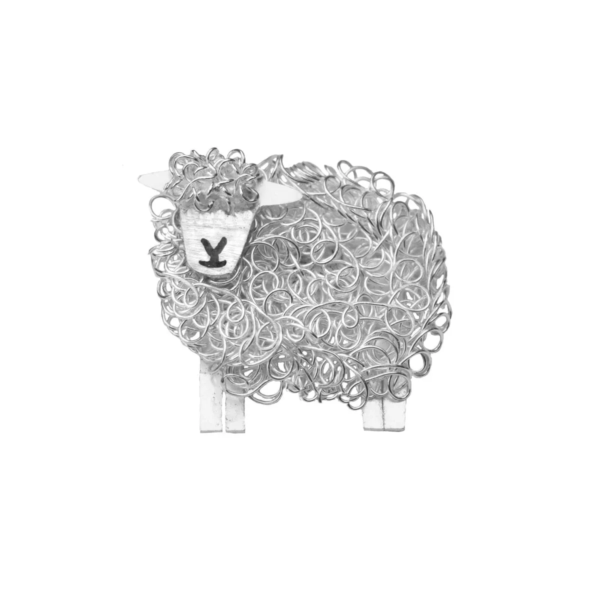 Silver Southdown sheep brooch