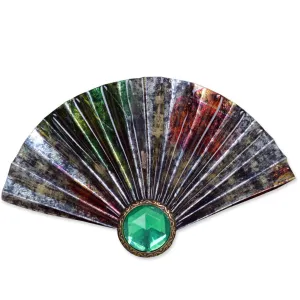 Silver/Green Fan Brooch