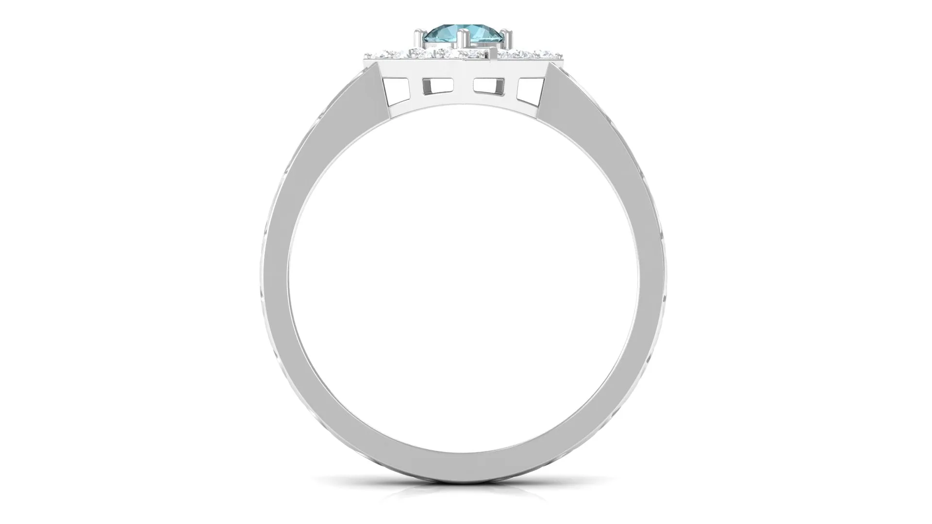 Sky Blue Topaz and Diamond Minimal Ring with Textured Details