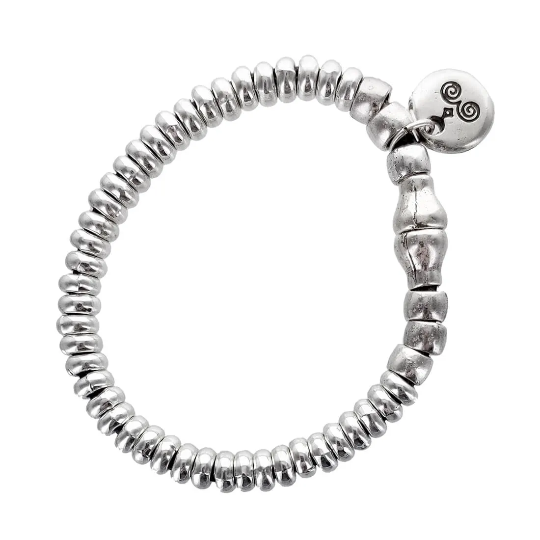 Spanish Leather Silver Beads Bracelet