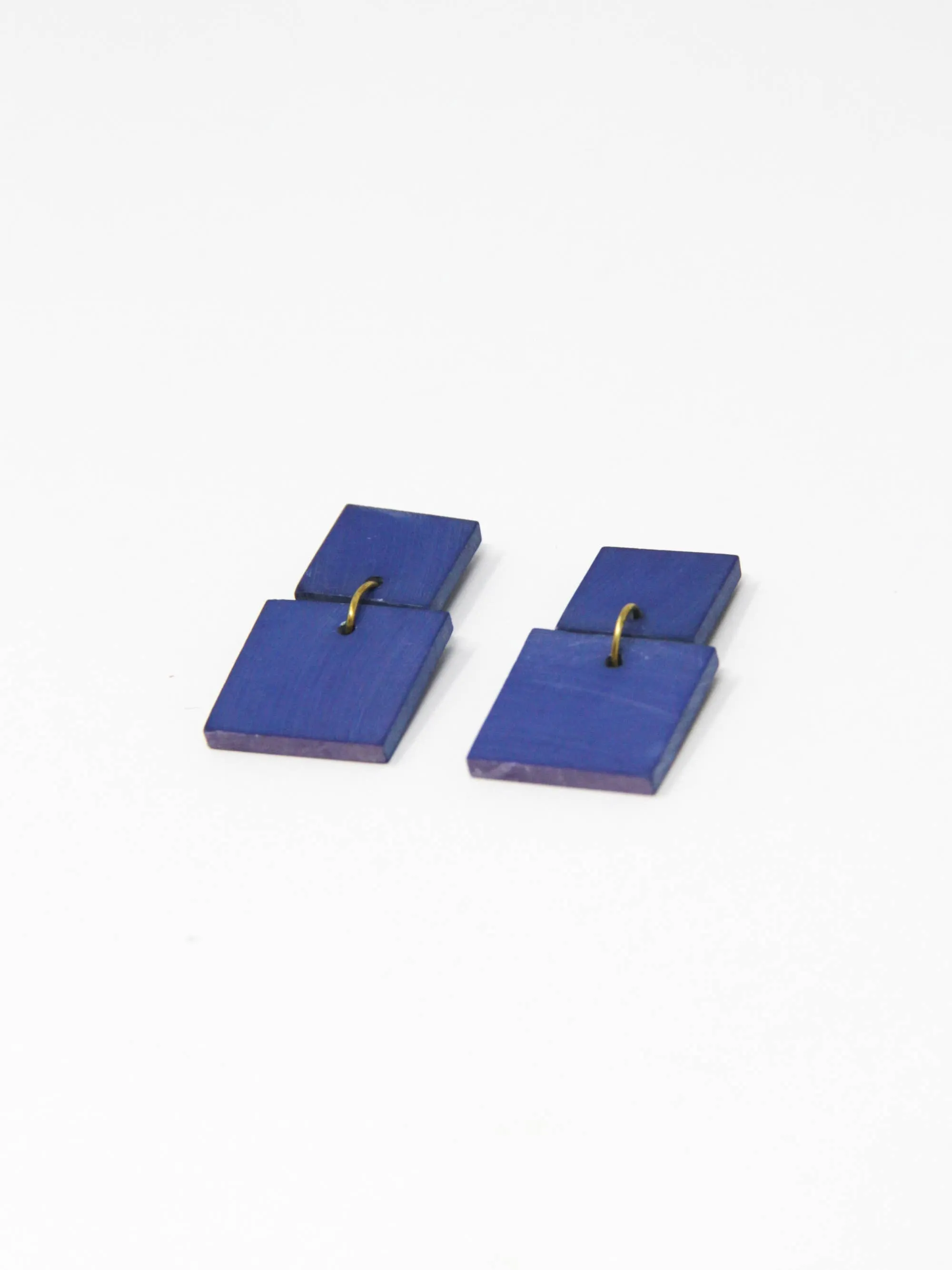 Square Marble Clay Earrings - Ultramarine