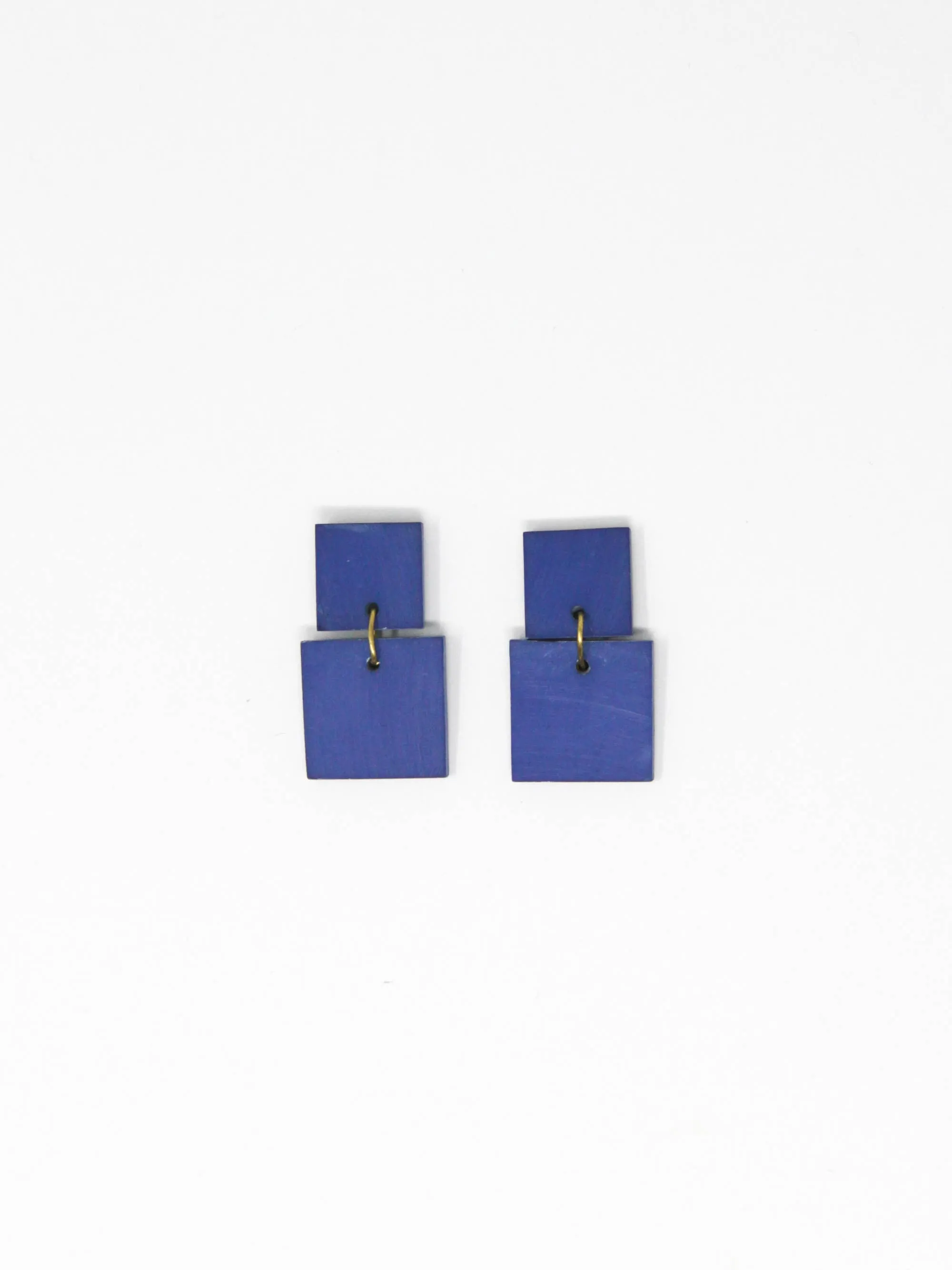 Square Marble Clay Earrings - Ultramarine