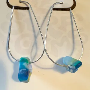 Surf Gems Sustainable Earrings - Clear/Yellow/Blue Swirl