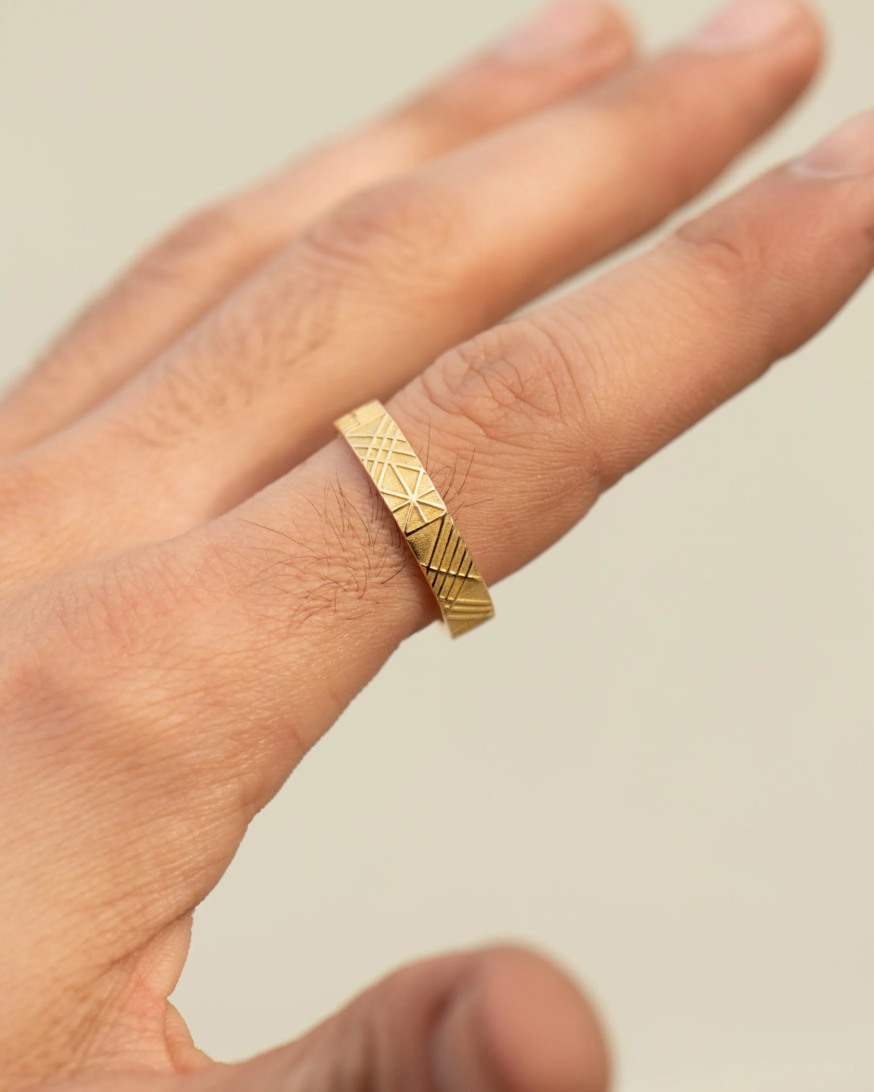 The Unique and Geometric - A Set of Golden Wedding Bands