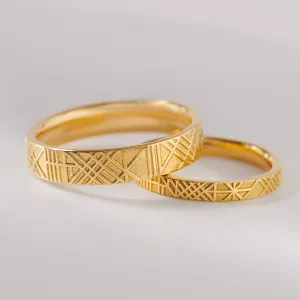 The Unique and Geometric - A Set of Golden Wedding Bands