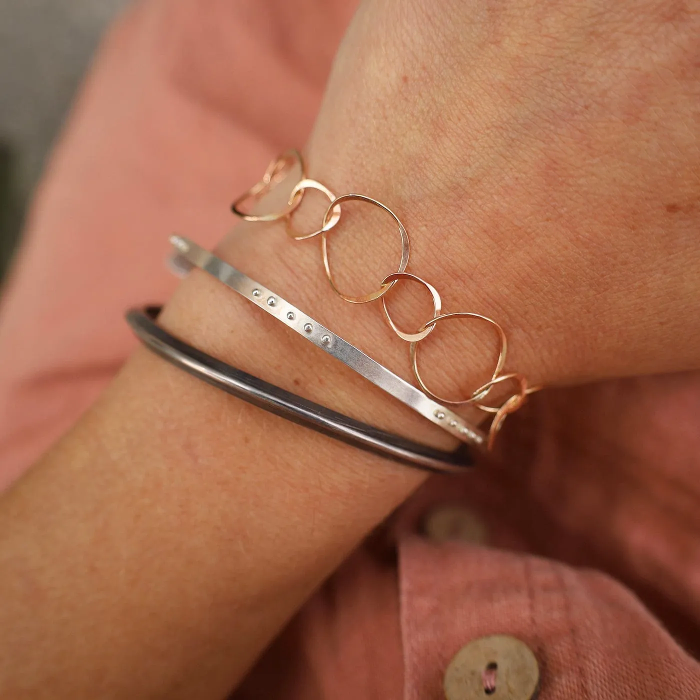 Thin Triangle Bangle in Oxidized Silver