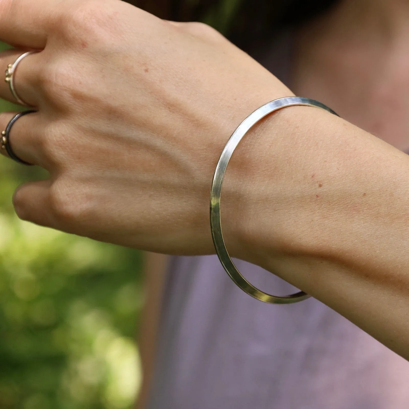 Thin Triangle Bangle in Oxidized Silver