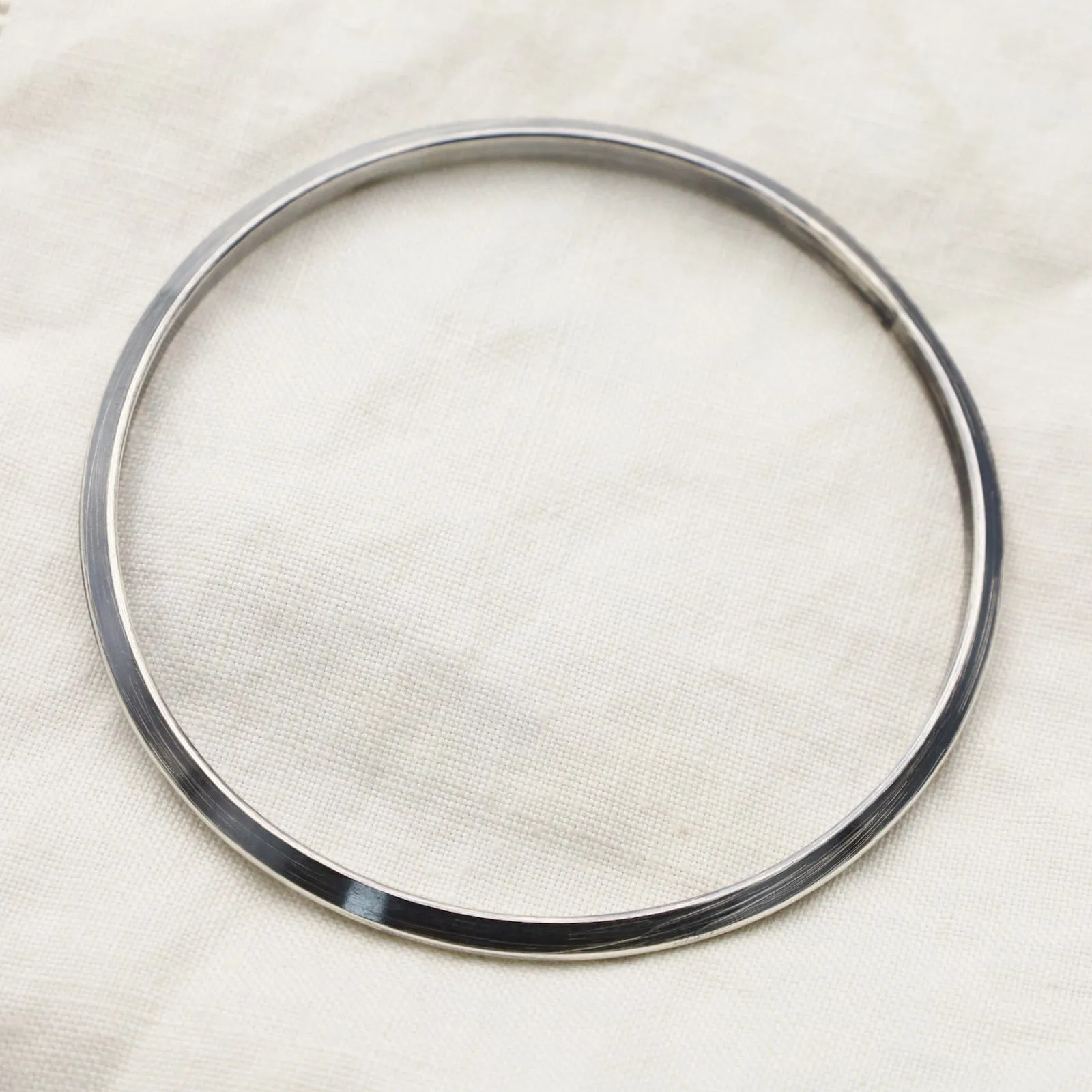 Thin Triangle Bangle in Oxidized Silver