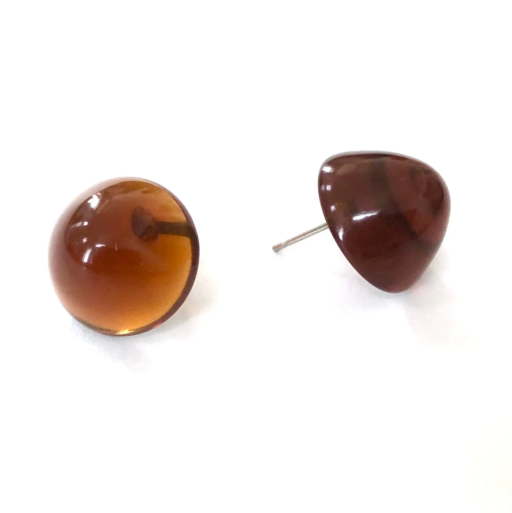 Tortoise Brown Gumdrop Stud Earrings