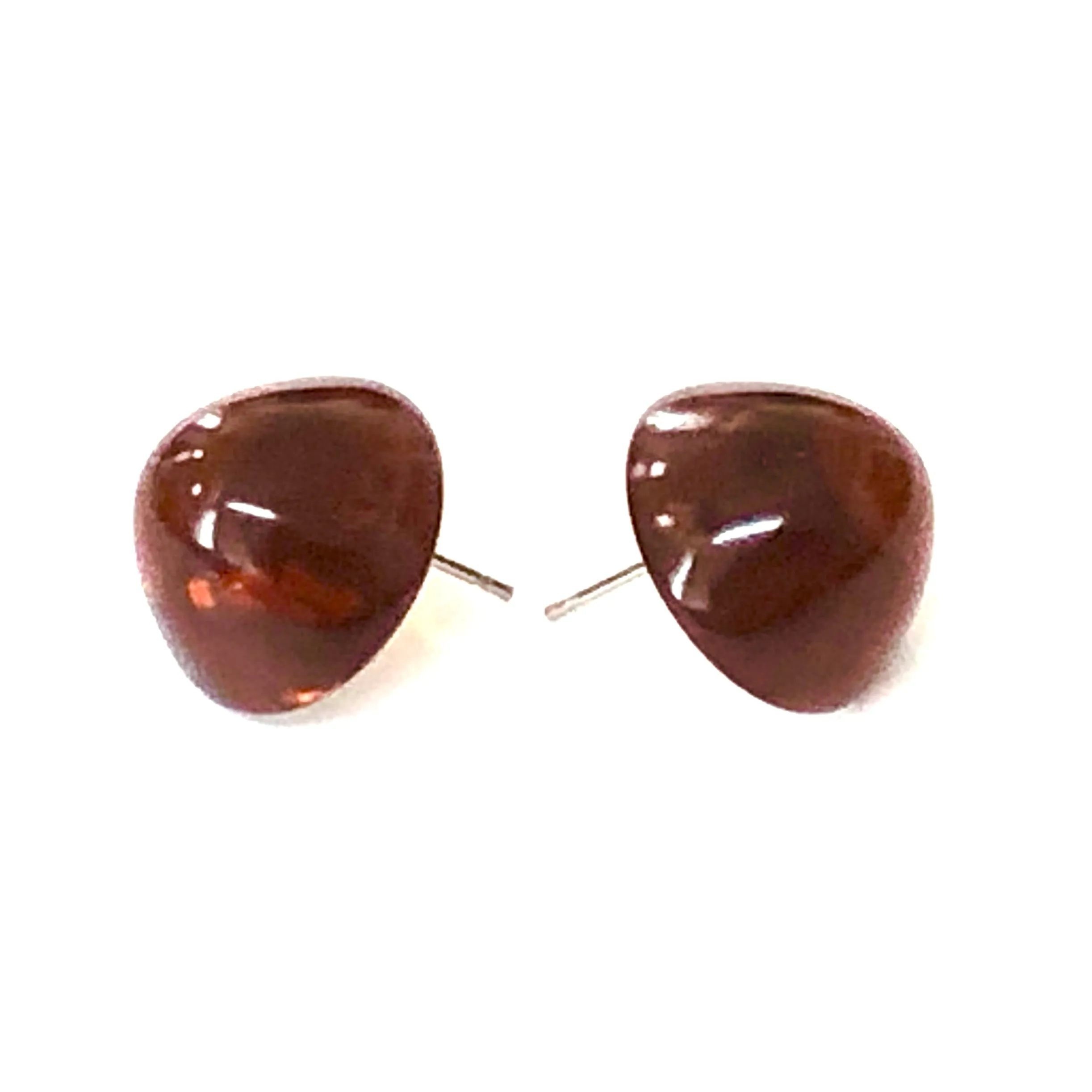 Tortoise Brown Gumdrop Stud Earrings