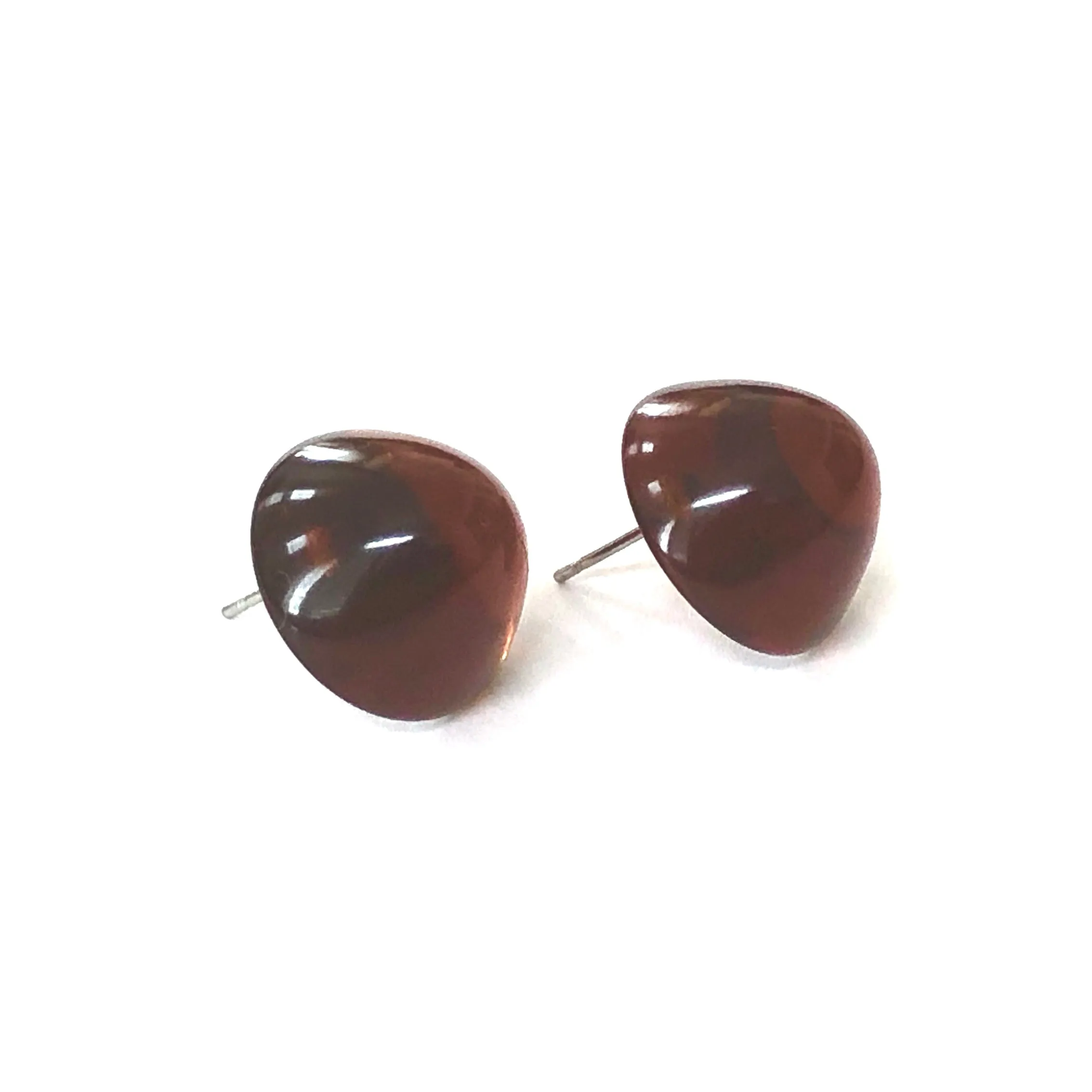 Tortoise Brown Gumdrop Stud Earrings