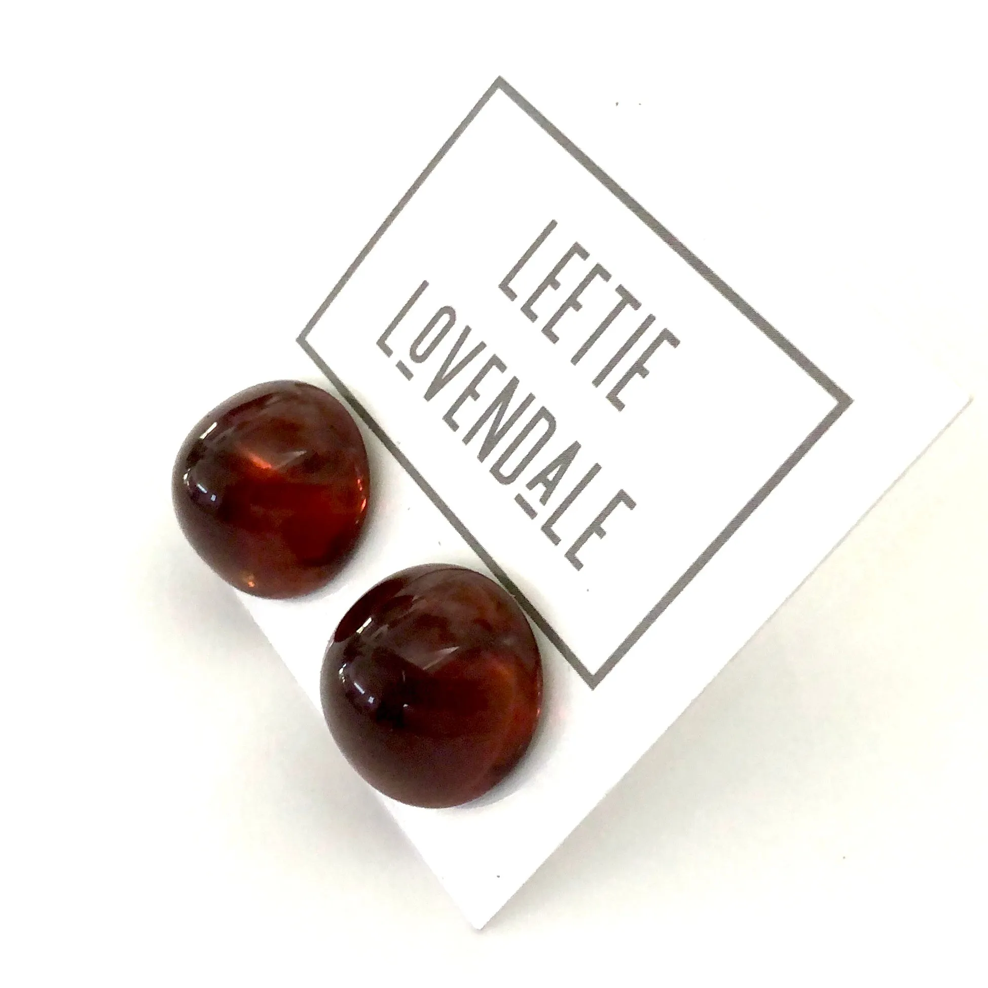 Tortoise Brown Gumdrop Stud Earrings