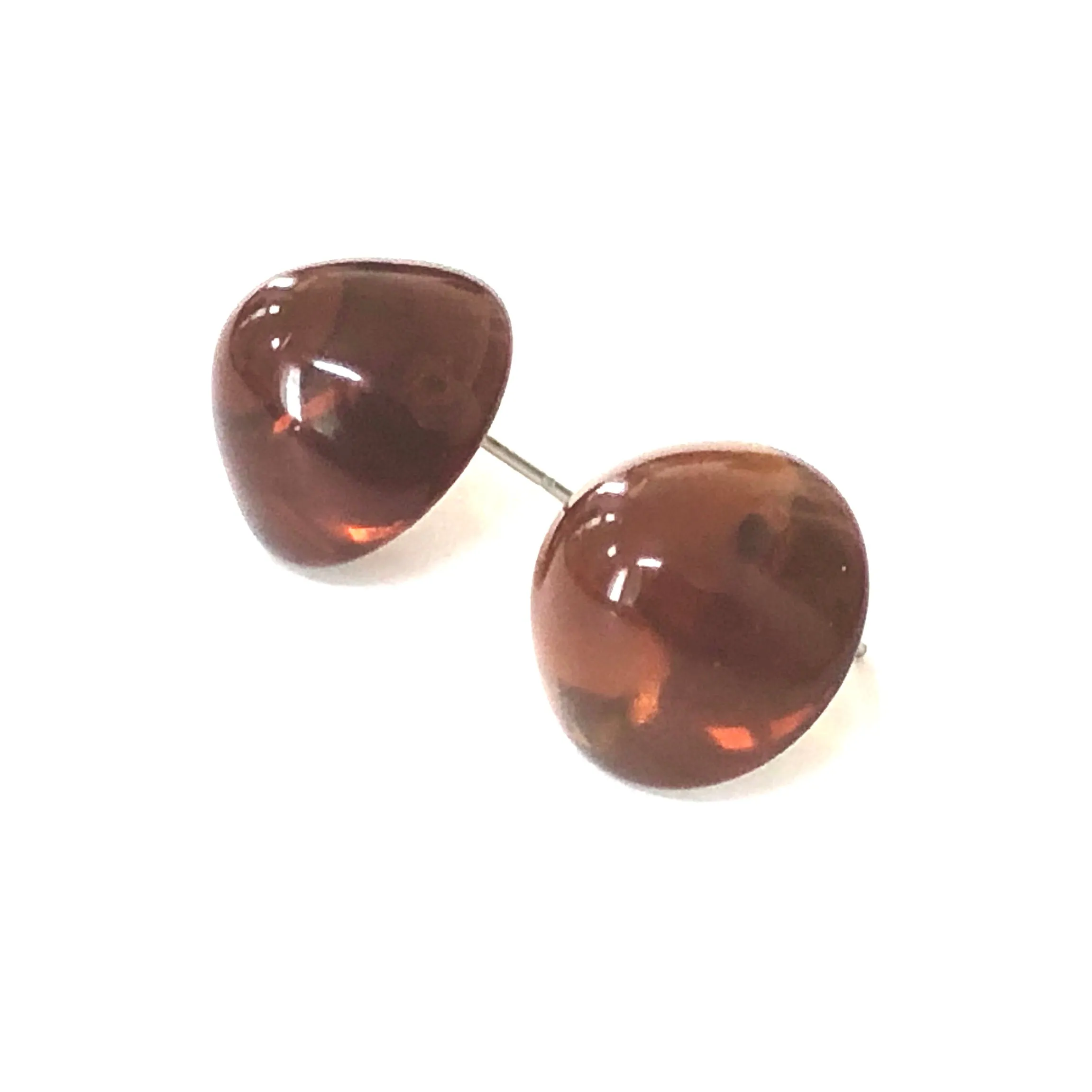 Tortoise Brown Gumdrop Stud Earrings