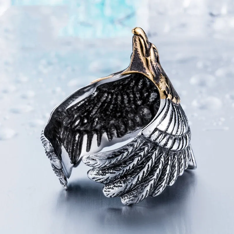 Unique Eagle Jewelry Stainless Steel Biker Eagle Ring Man's High Quality Animal Jewerly