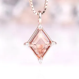 Unique Kite Morganite Necklace- 14K Rose Gold Vermeil