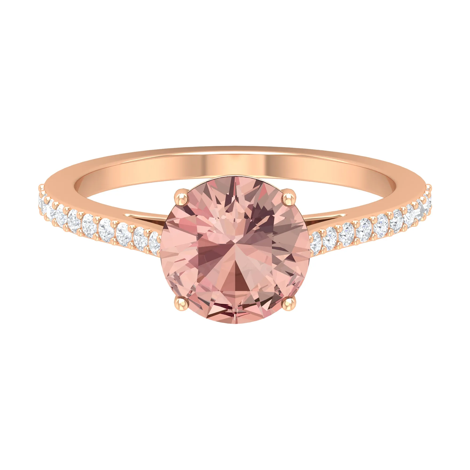 Unique Morganite Solitaire Engagement Ring with Diamond