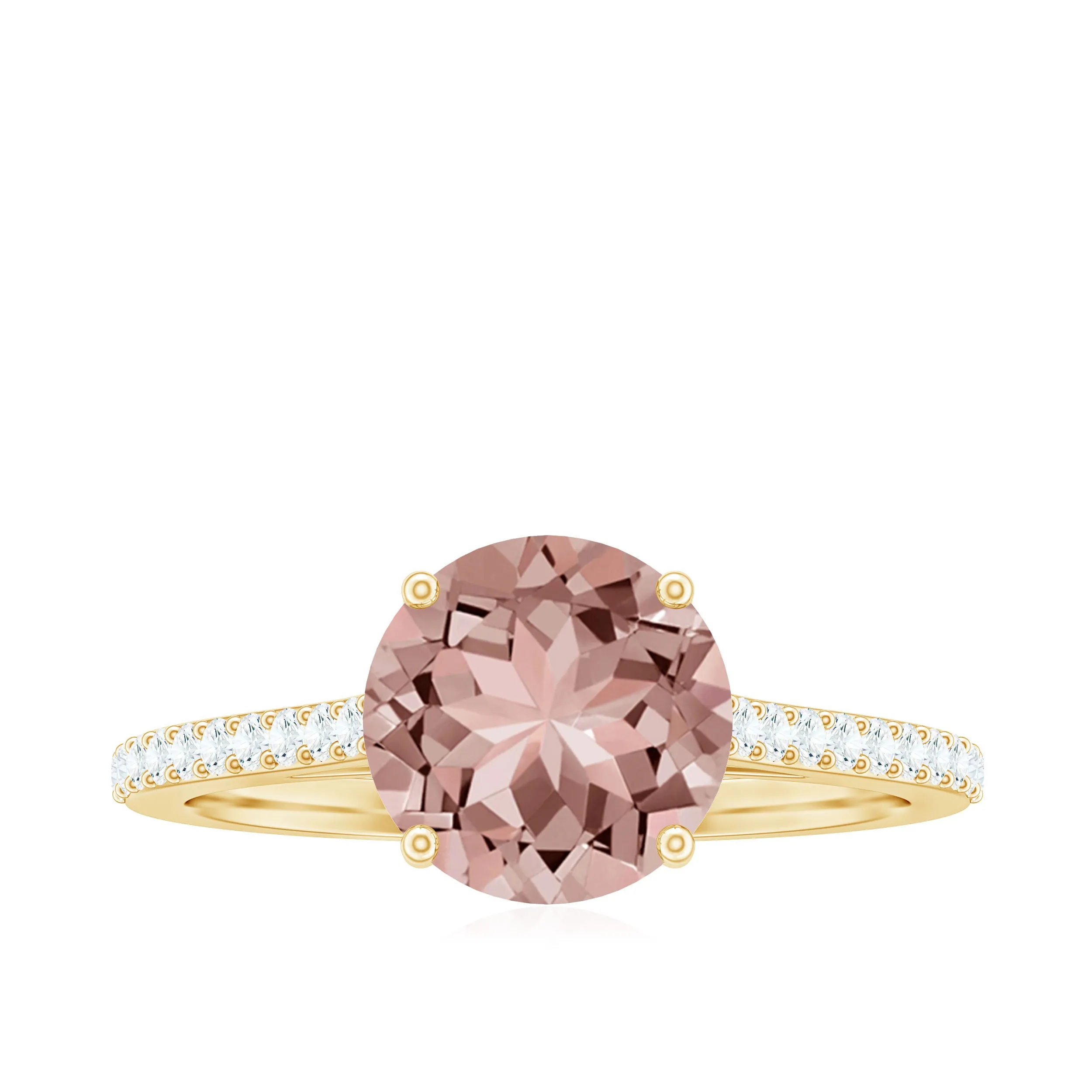 Unique Morganite Solitaire Engagement Ring with Diamond