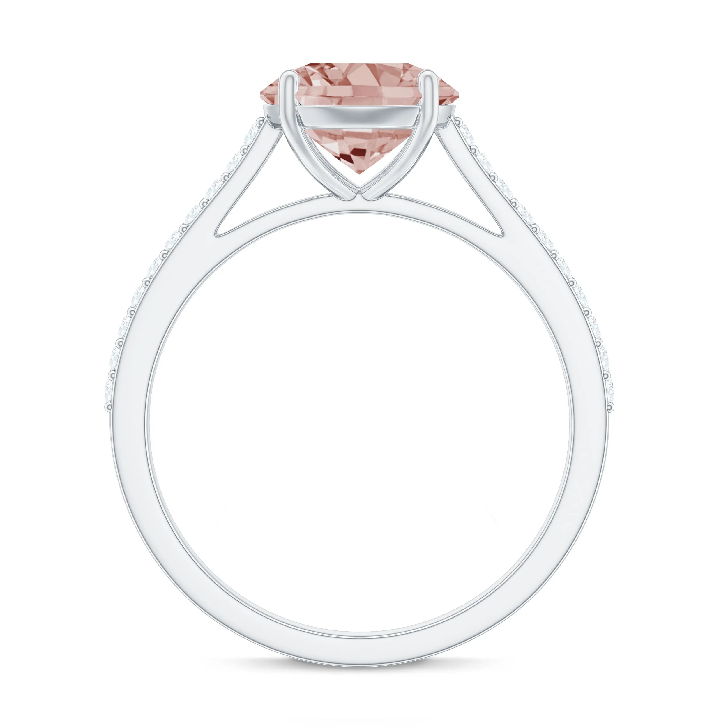 Unique Morganite Solitaire Engagement Ring with Diamond