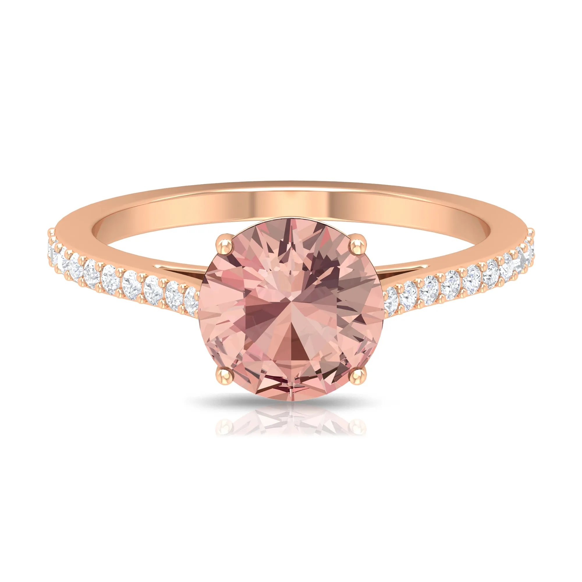 Unique Morganite Solitaire Engagement Ring with Diamond