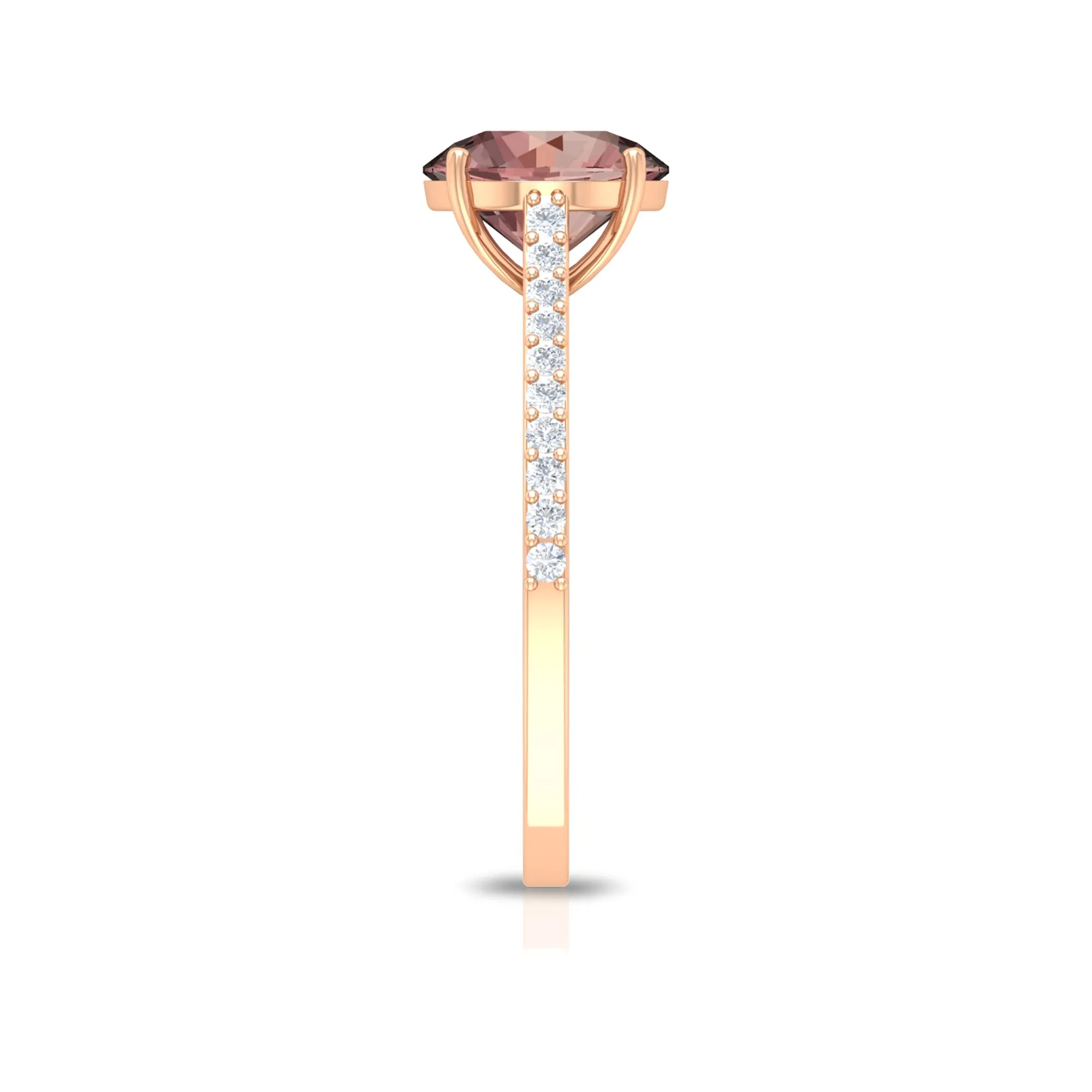 Unique Morganite Solitaire Engagement Ring with Diamond