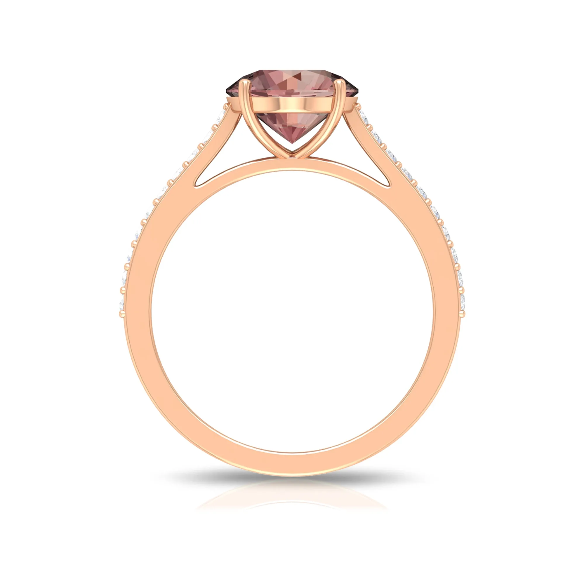 Unique Morganite Solitaire Engagement Ring with Diamond