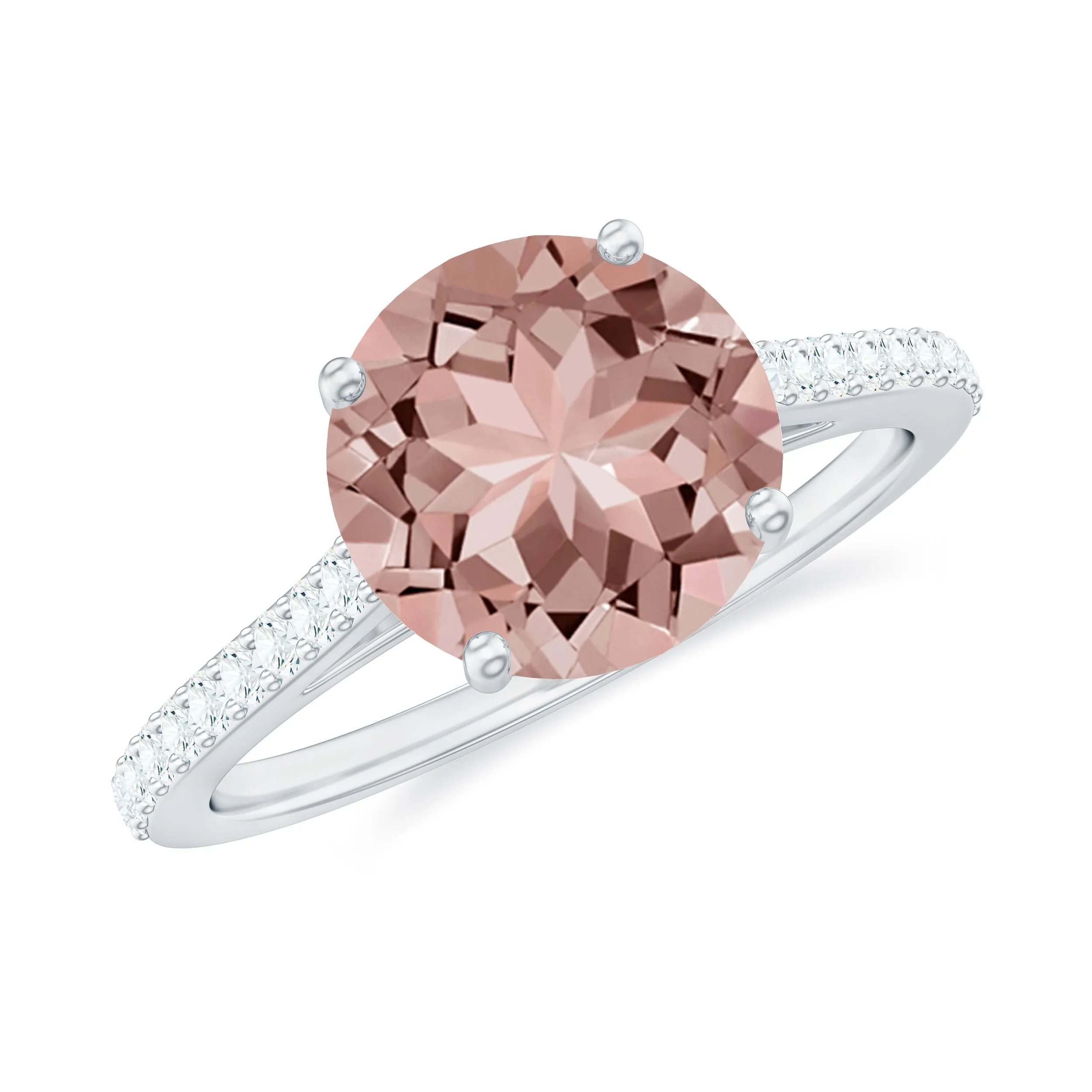 Unique Morganite Solitaire Engagement Ring with Diamond